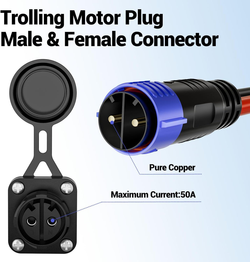 Innospo 50A straight trolling motor plug and receptacle - product image 7