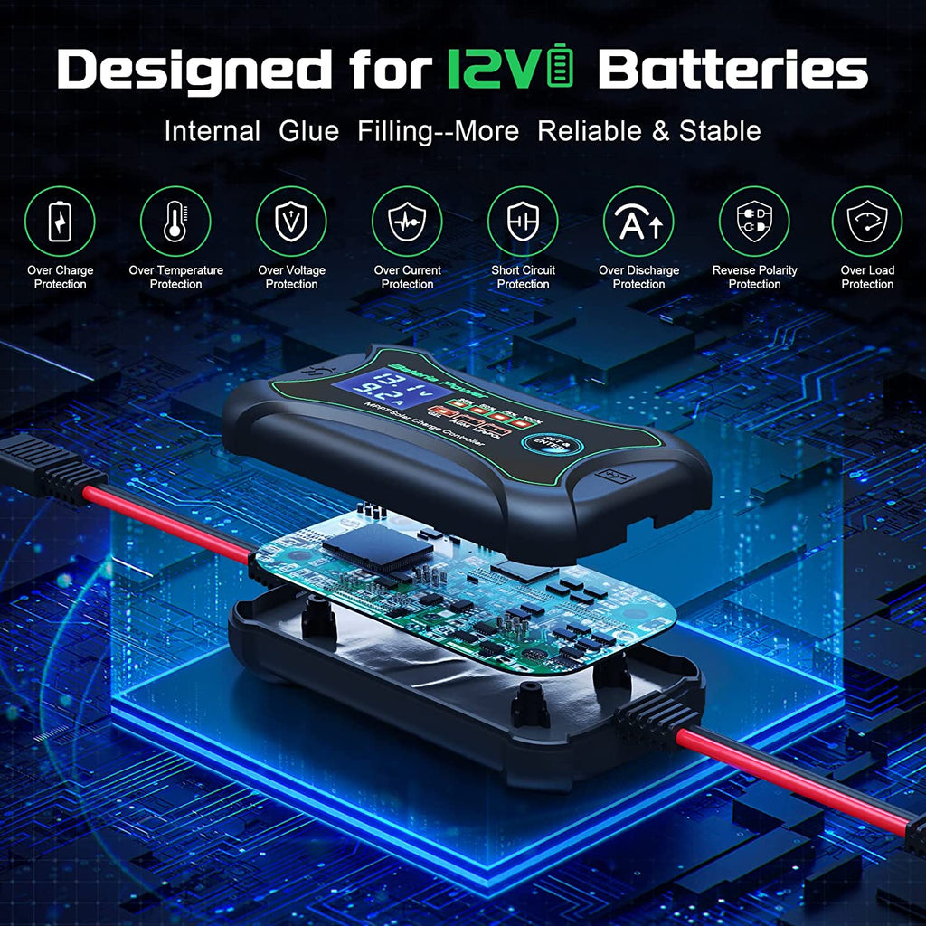 Innospo 10A 12V MPPT solar charge controller with SAE connector - product image 3