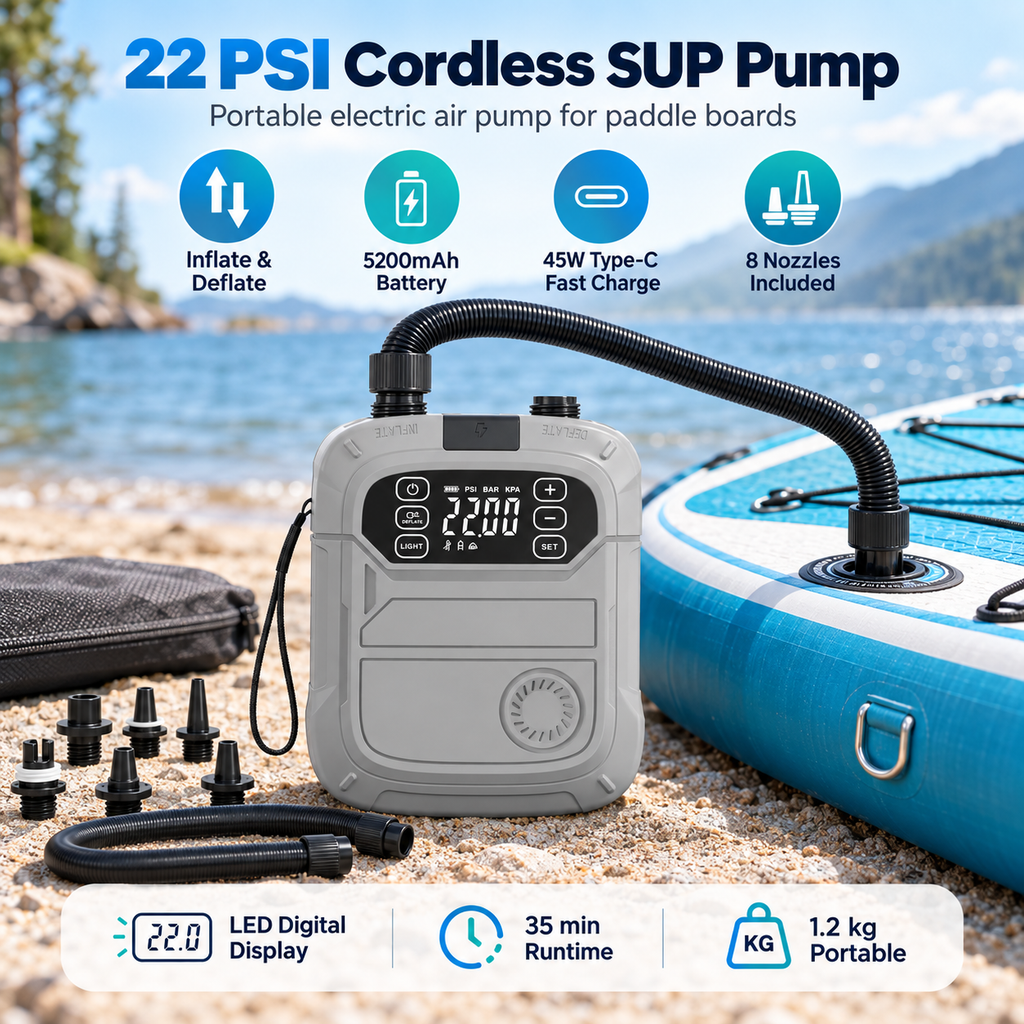 Innospo 22 PSI Rechargeable SUP Air Pump - Image 2